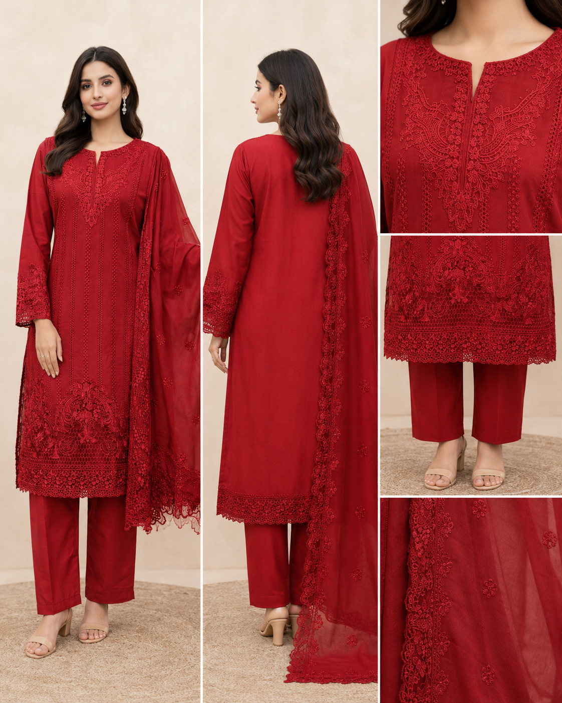 Taupe Elegance – Ready to Wear 3 Piece Cotton Lawn Suit